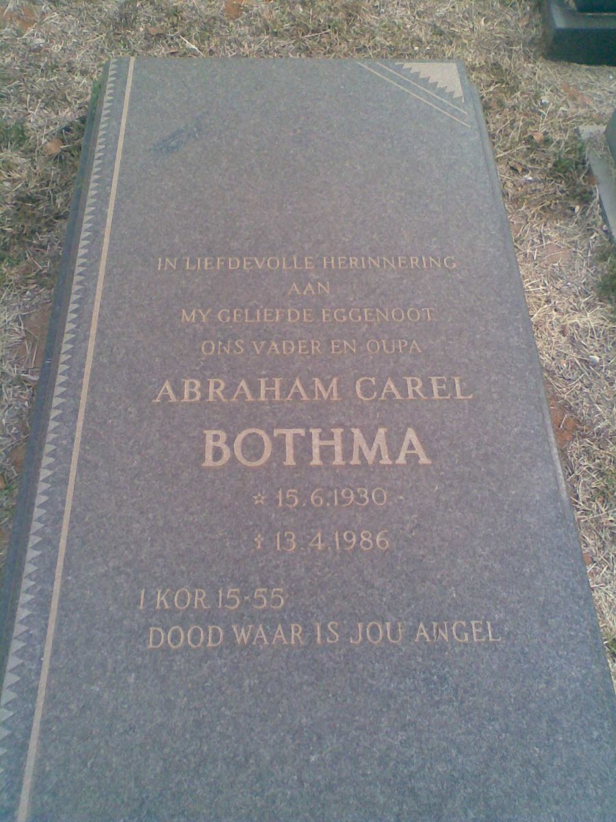 BOTHMA Abraham Carel 1930-1986