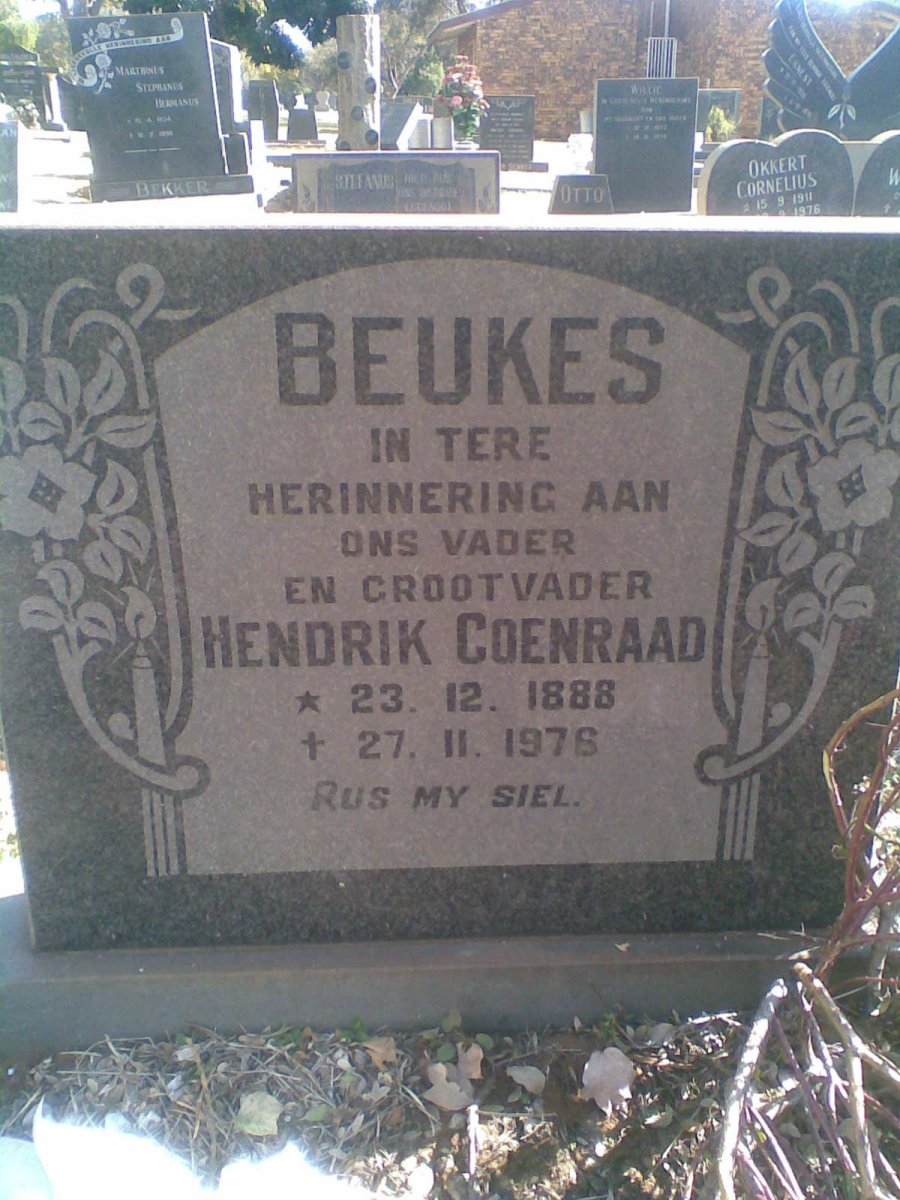 BEUKES Hendrik Coenraad 1888-1976