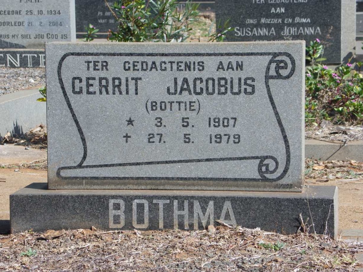 BOTHMA Gerrit Jacobus 1907-1979