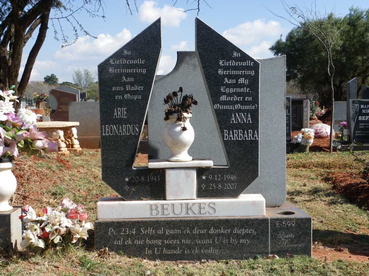 BEUKES Arie Leonardus 1943- &amp; Anna Barbara 1946-2007