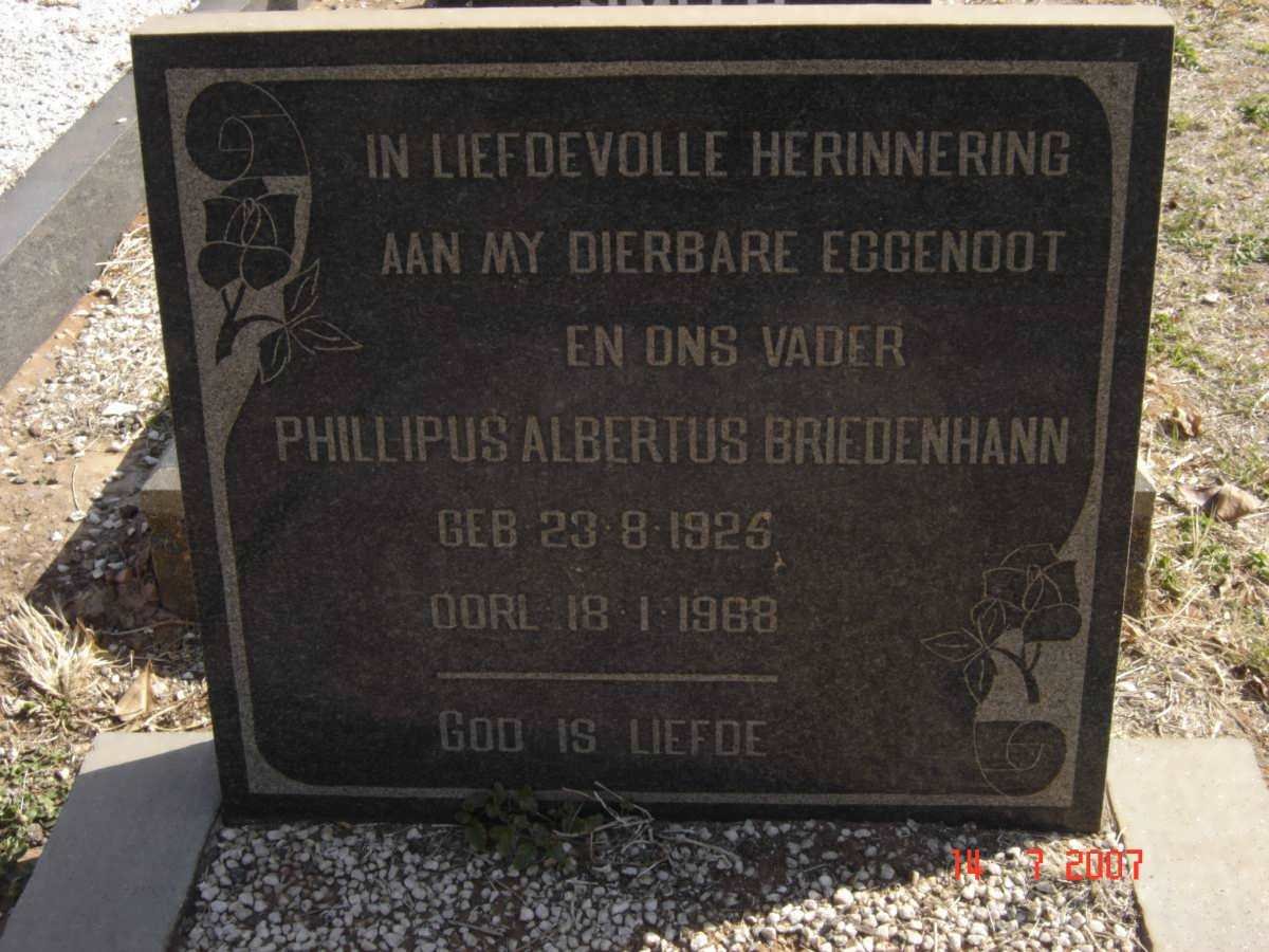 BRIEDENHANN Phillipus Albertus 1925-1968