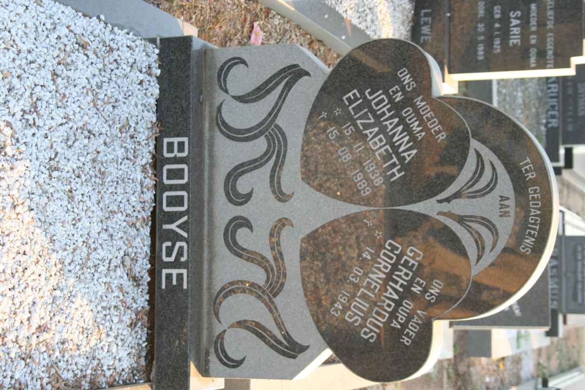 BOOYSE Gerhardus Cornelius 1943- &amp; Johanna Elizabeth 1938-1989