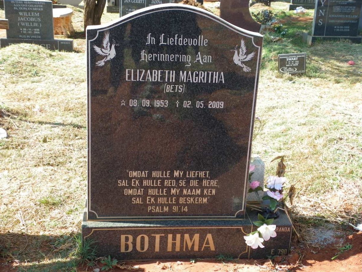 BOTHMA Elizabeth Magritha 1953-2009