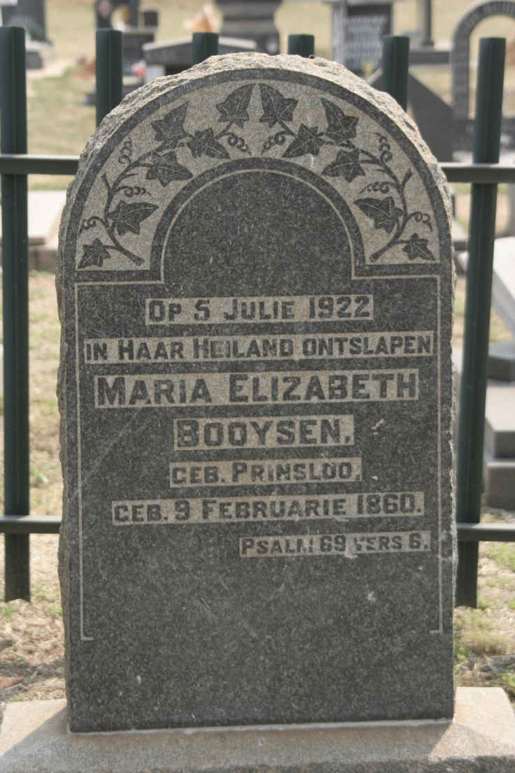 BOOYSEN Maria Elizabeth nee PRINSLOO 1860-1922