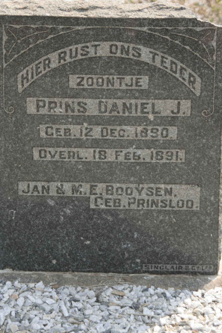 BOOYSEN Prins Daniel J. 1890-1891