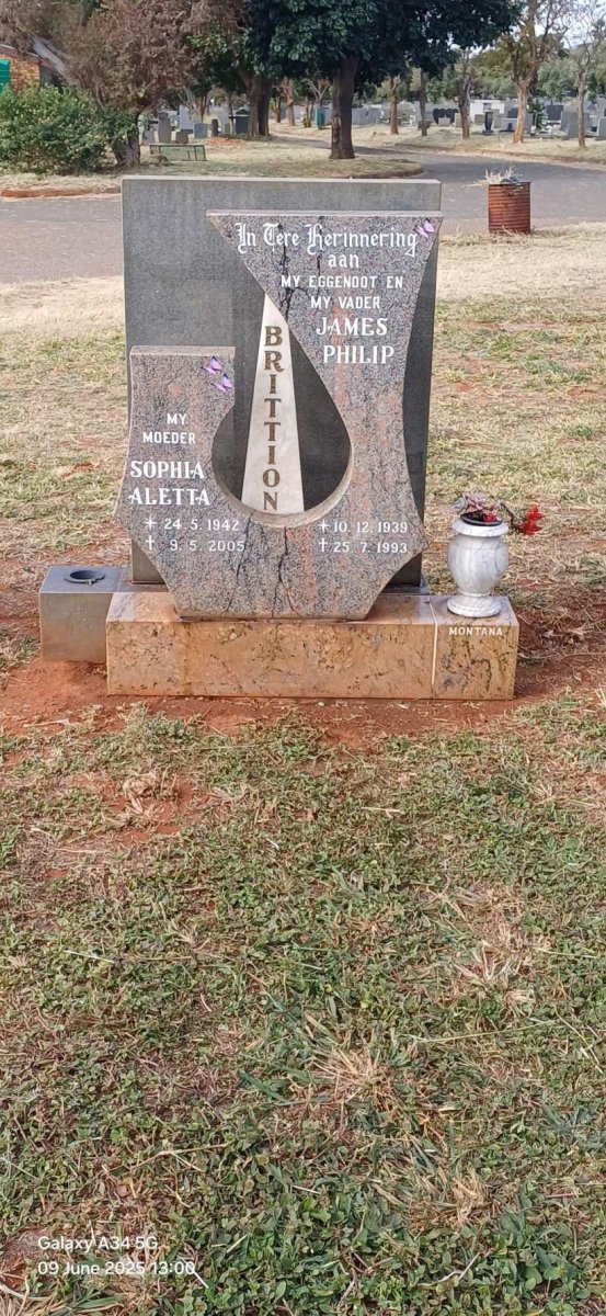 BRITTION James Philip 1939-1993 & Sophia Aletta 1942-2005