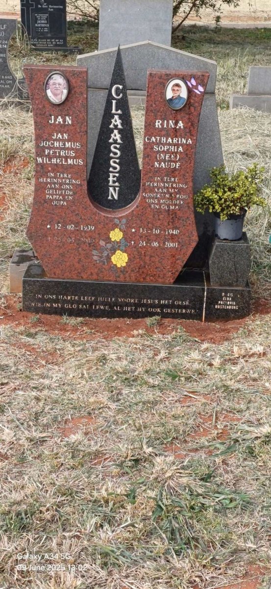 CLAASSEN Jan Jochemus Petrus Wilhelmus 1939-2009 & Catharina Sophia NAUDE 1940-2001