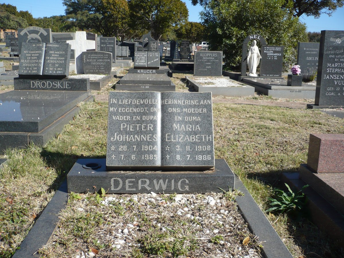 DERWIG Pieter Johannes 1904-1985 &amp; Maria Elizabeth 1908-1986