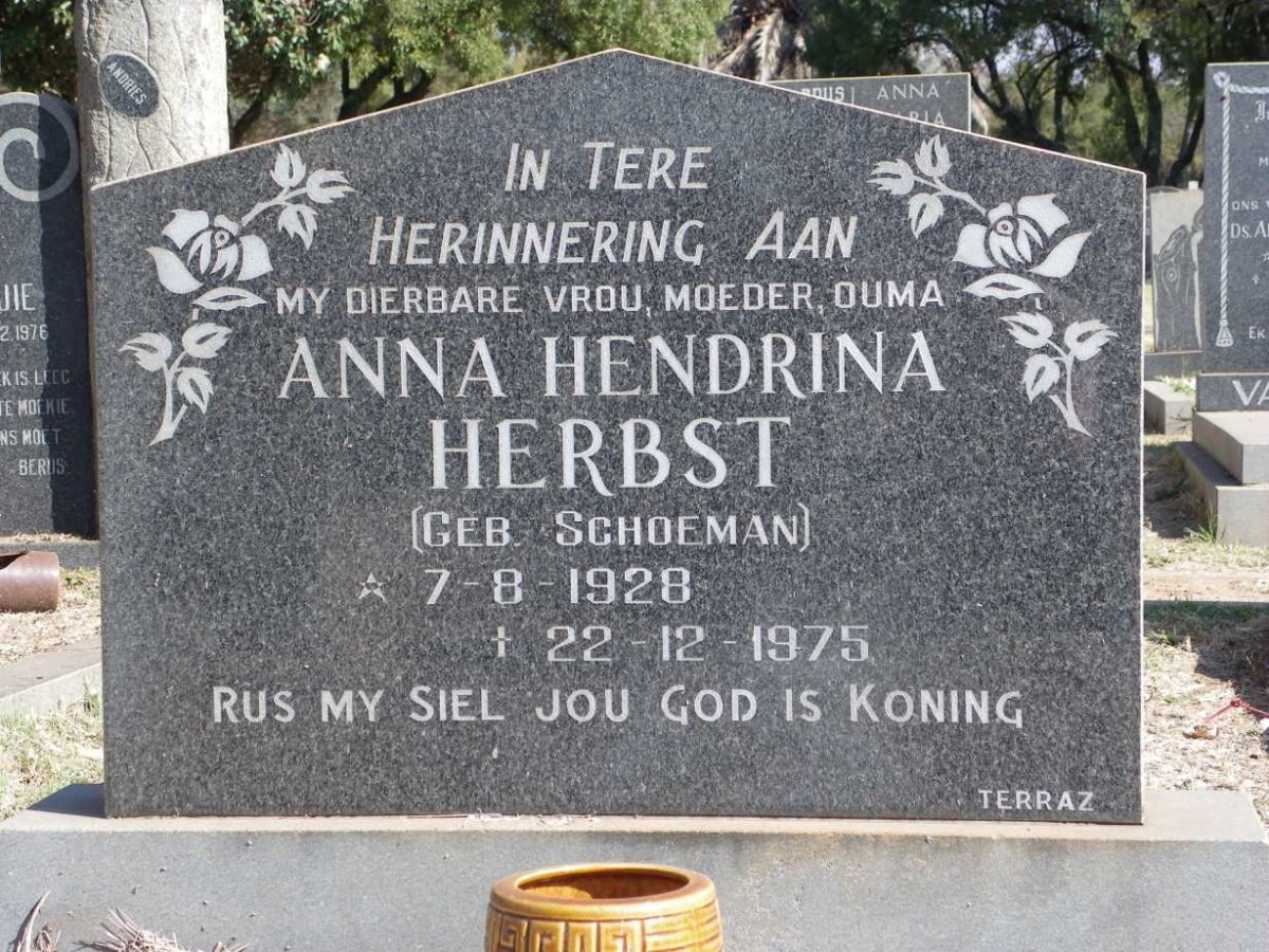 HERBST Anna Hendrina nee SCHOEMAN 1928-1975