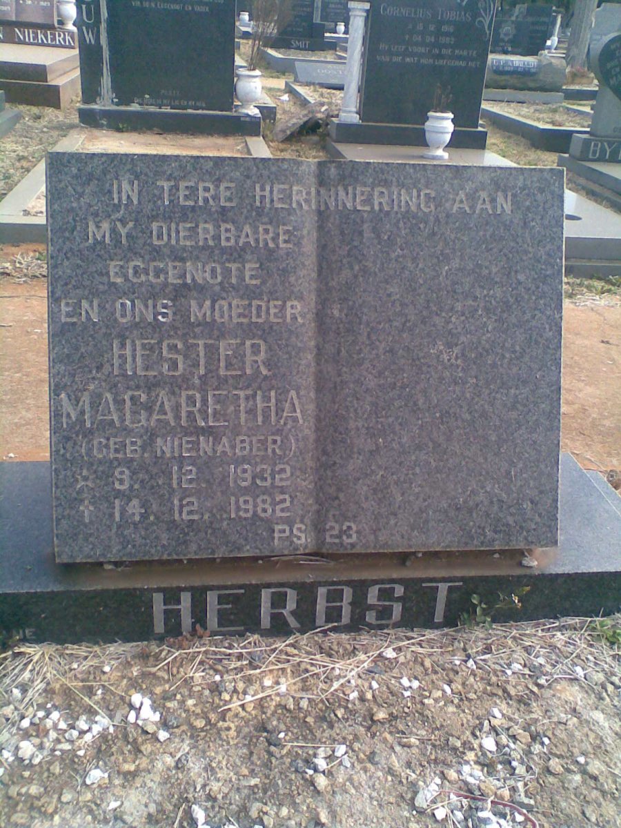 HERBST Hester Magaretha nee NIENABER 1932-1982