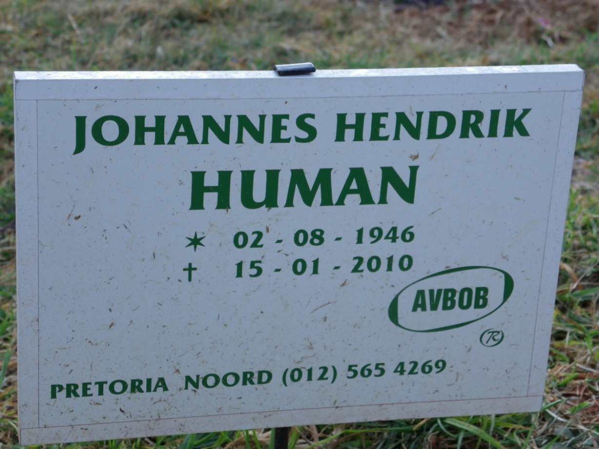 HUMAN Johannes Hendrik 1946-2010