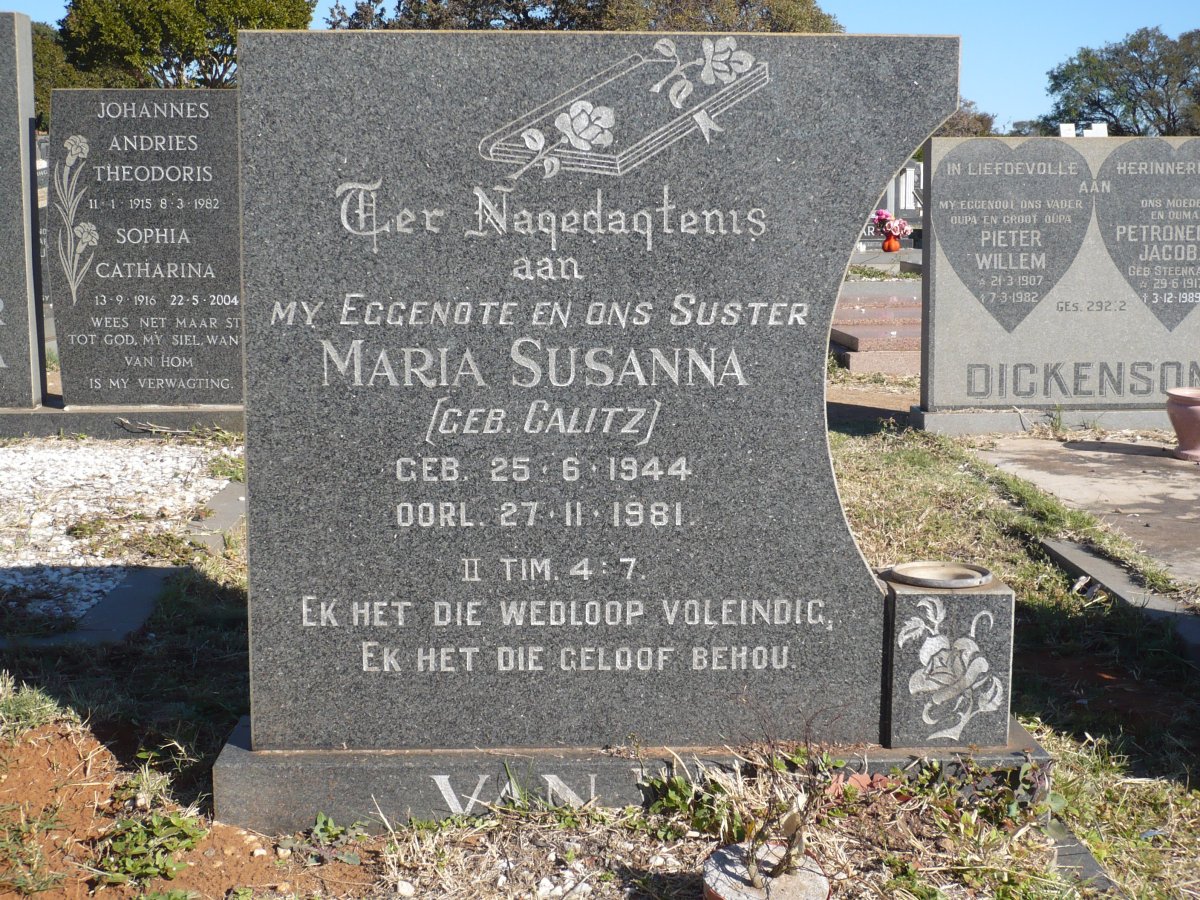 ? Maria Susanna, van nee CALITZ 1944-1981 