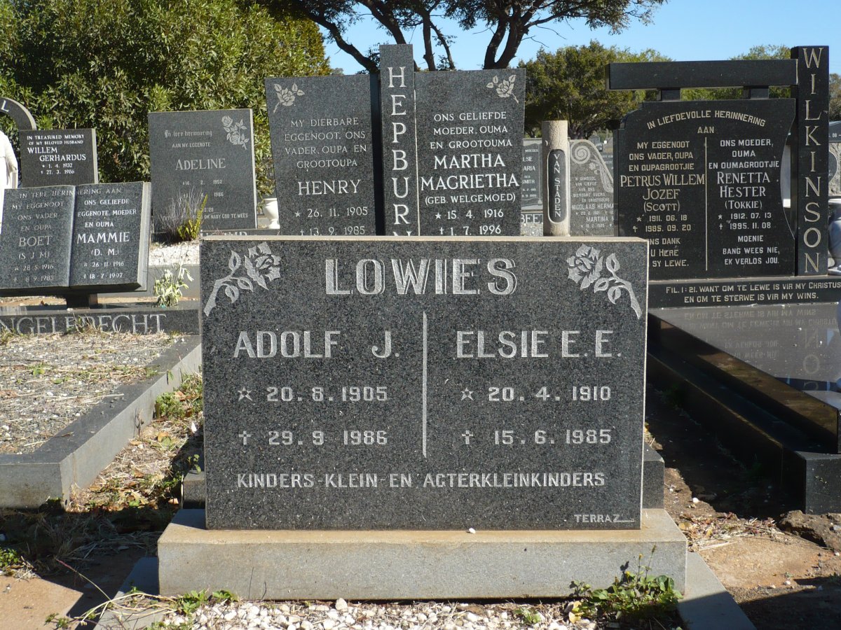 LOWIES Adolf J. 1905-1986 &amp; Elsie E.E. 1910-1985