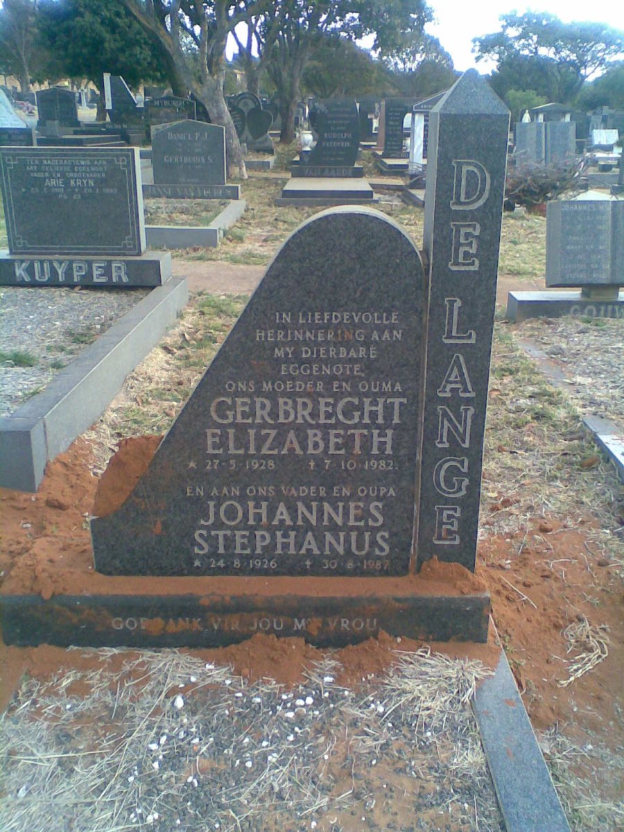 LANGE Johannes Stephanus, de 1926-1987 &amp; Gerbrecht Elizabeth 1928-1982