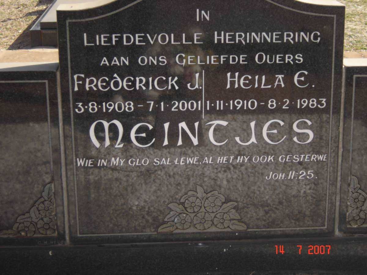 MEINTJES Frederick J. 1908-2001 &amp; Heila E. 1910-1983