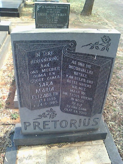 PRETORIUS Sara Maria Elizabeth 1895-1985