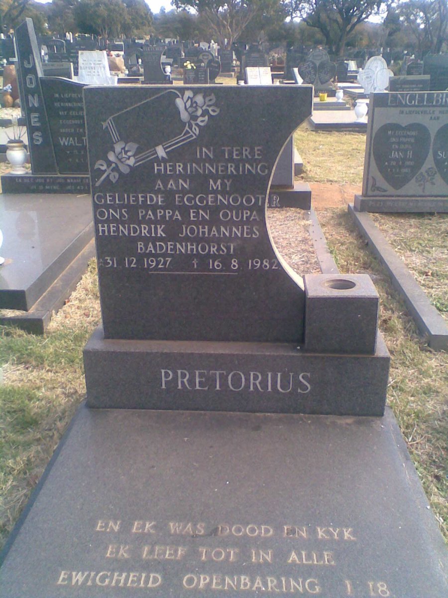 PRETORIUS Hendrik Johannes Badenhorst 1927-1982