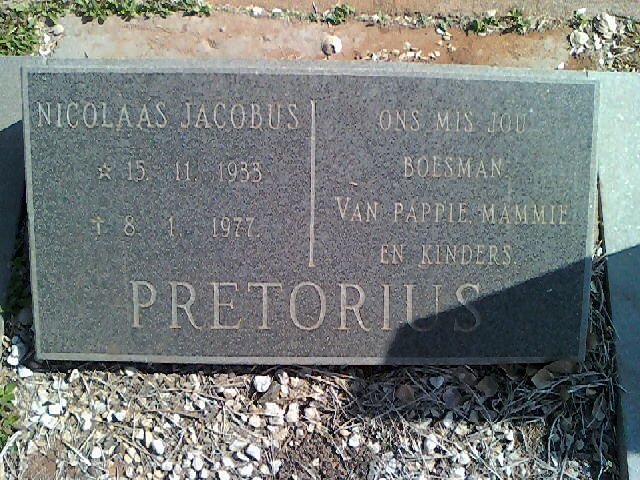 PRETORIUS Nicolaas Jacobus 1933-1977