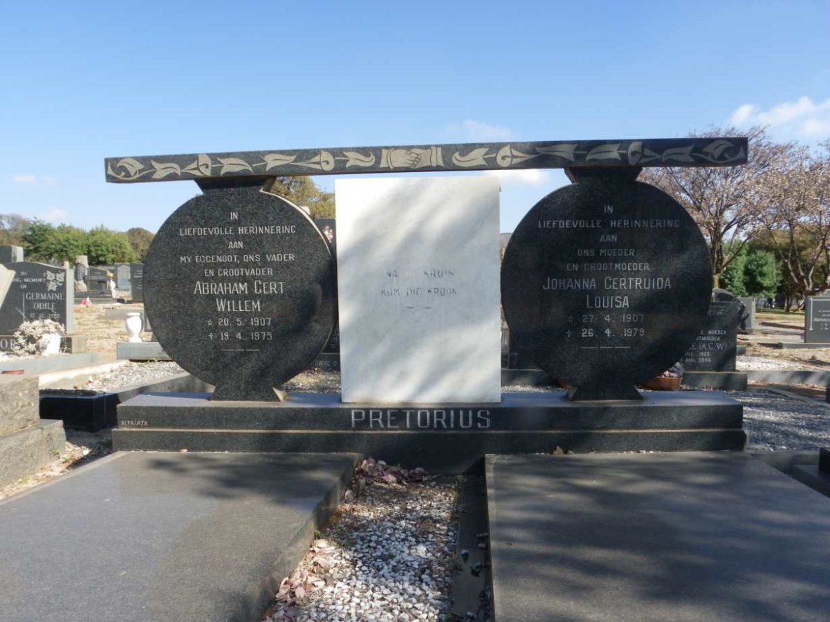 PRETORIUS Abraham Gert Willem 1907-1975 &amp; Johanna Gertruida Louisa 1907-1975