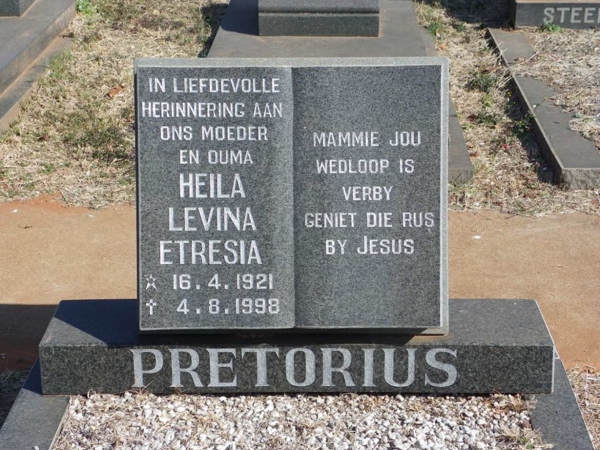 PRETORIUS Heila Levina Etresia 1921-1998