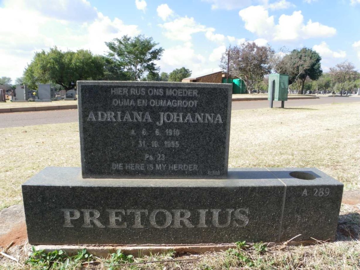 PRETORIUS Adriana Johanna 1910-1995