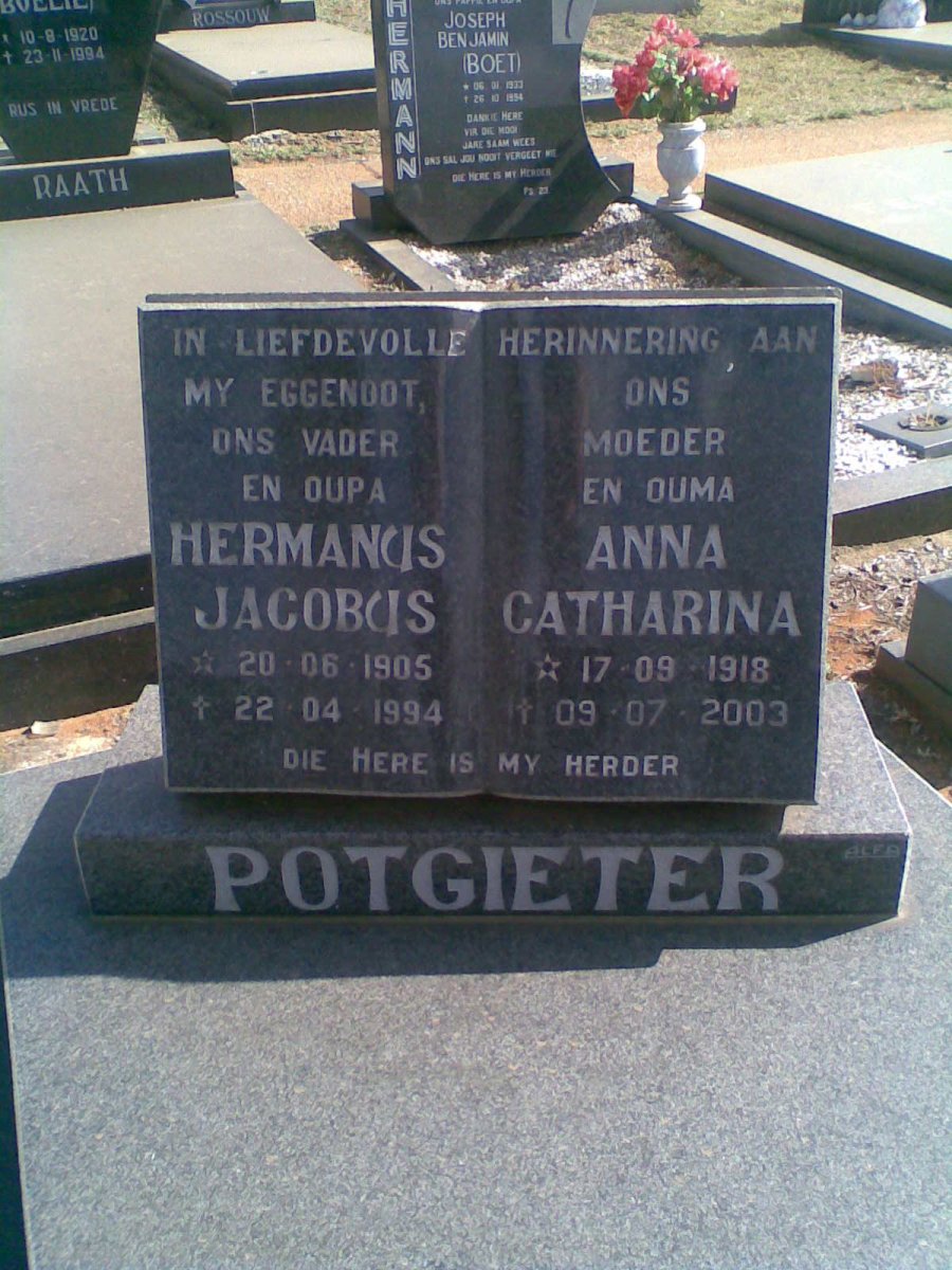 POTGIETER Hermanus Jacobus 1905-1994 &amp; Anna Catharina 1918-2003