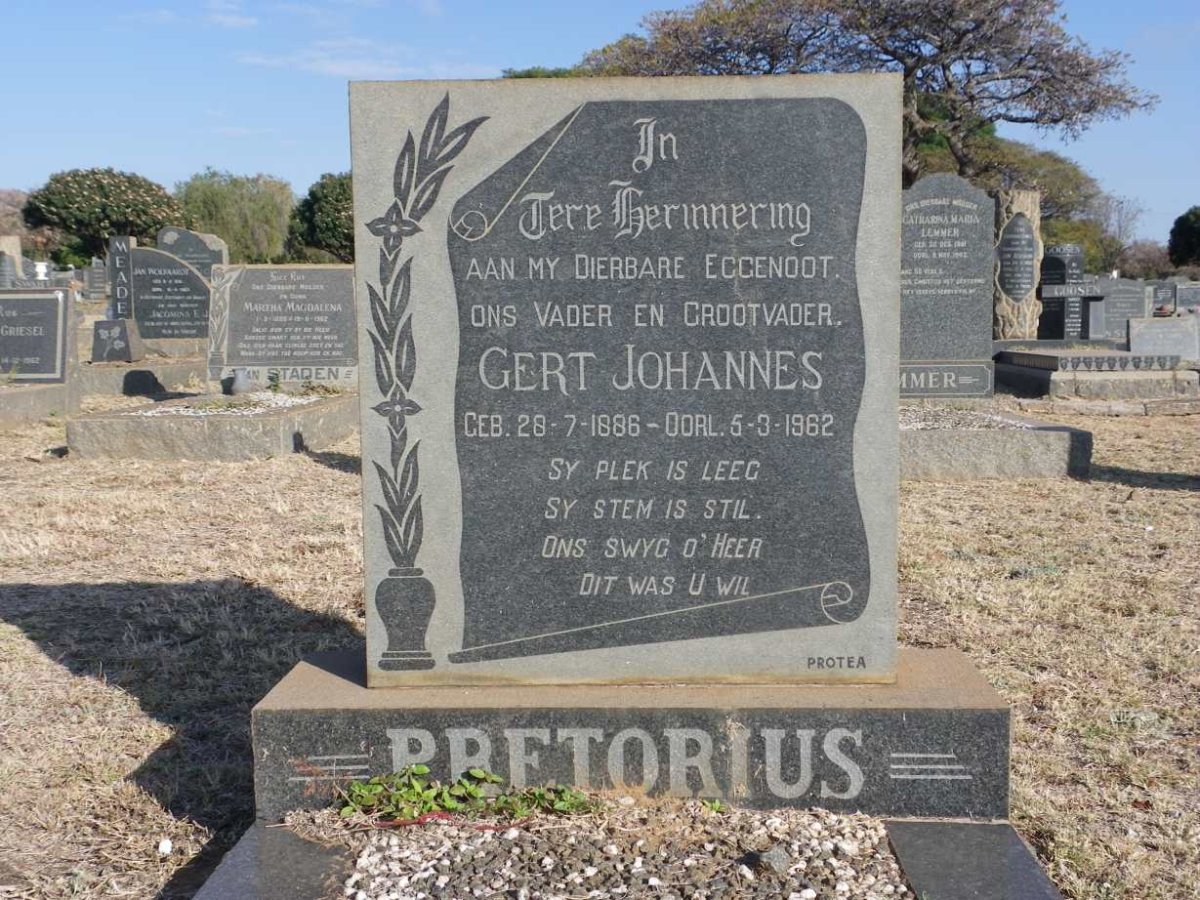 PRETORIUS Gert Johannes 1886-1962