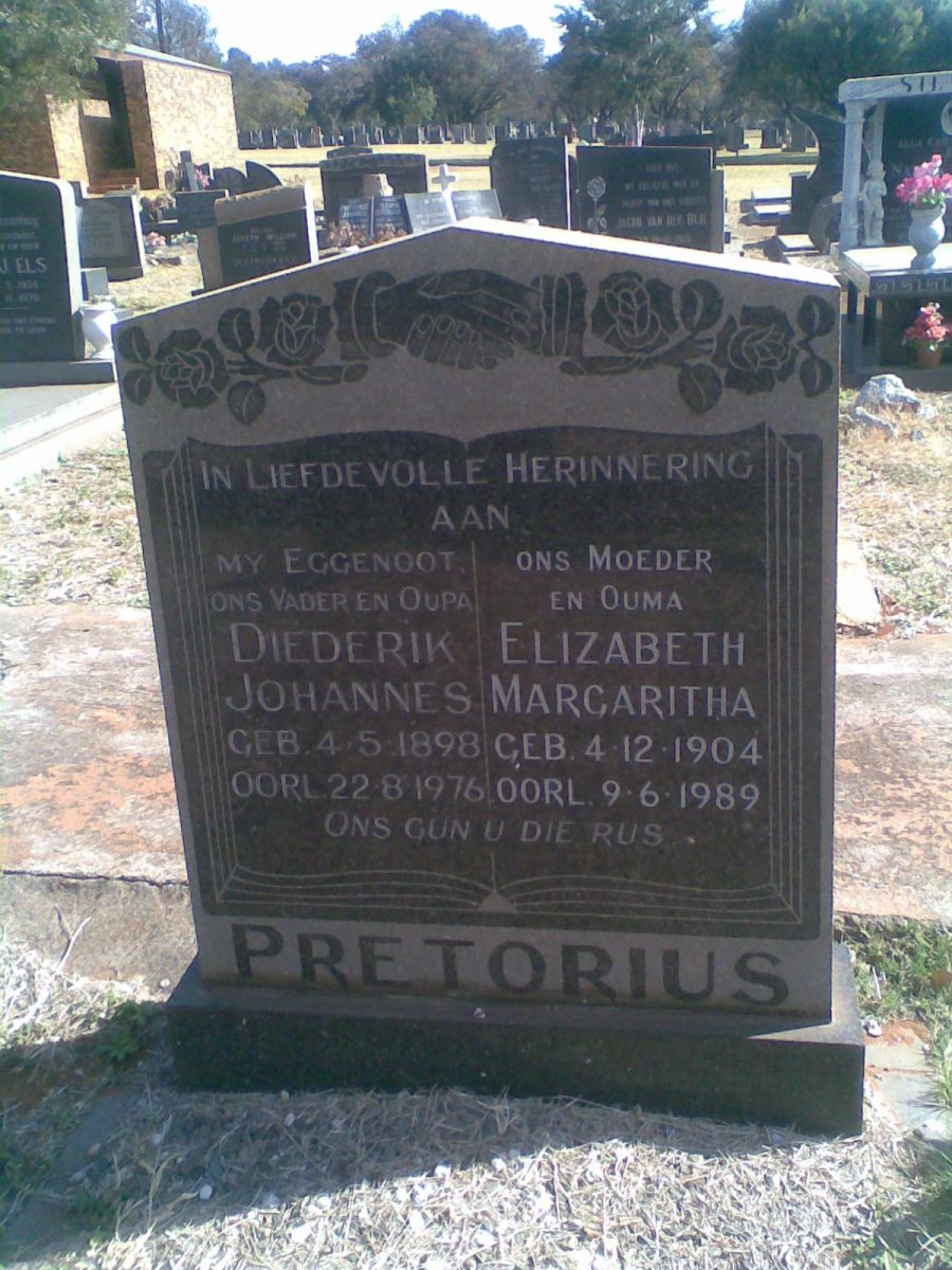 PRETORIUS Diederick Johannes 1898-1976 &amp; Elizabeth Magraritha 1904-1989