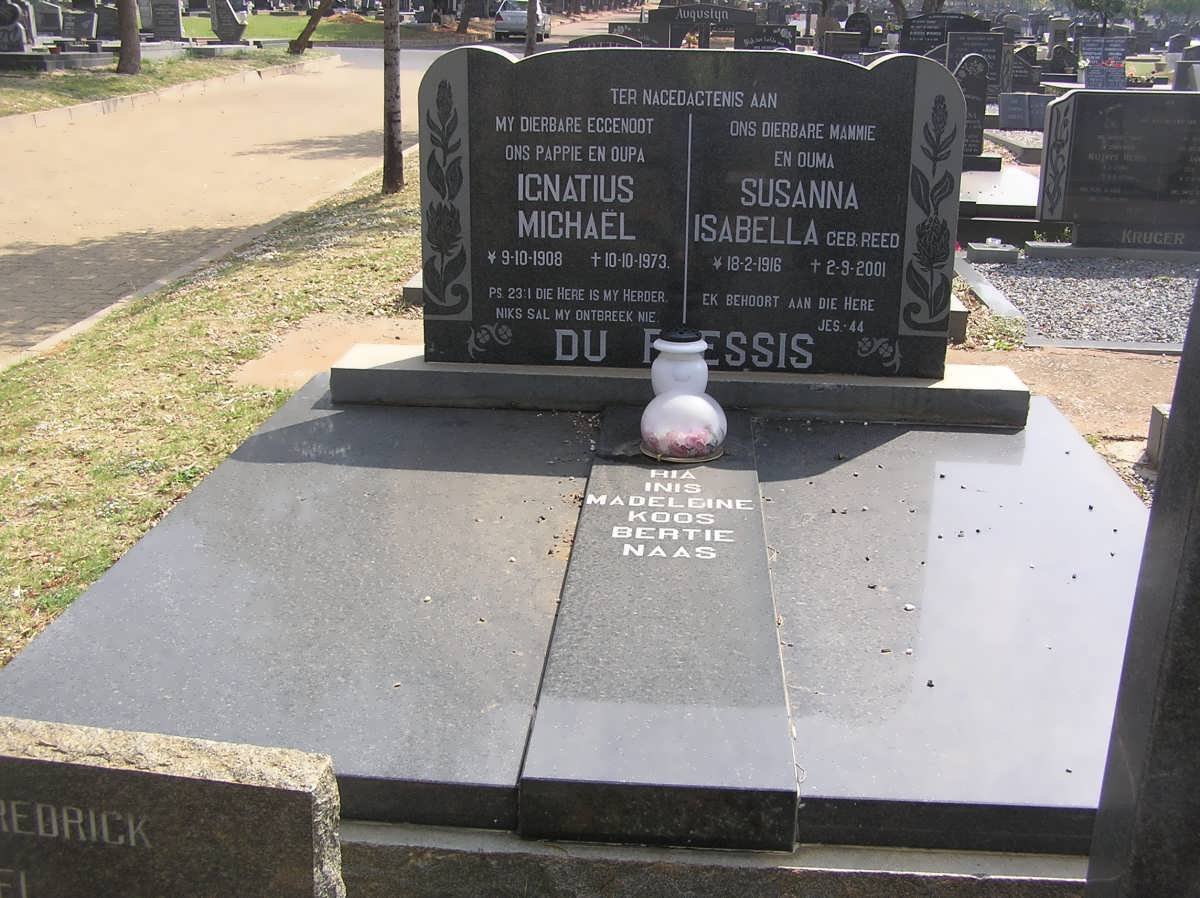 PLESSIS Ignatius Michaël, du 1908-1973 &amp; Susanna Isabella REED 1916-2001