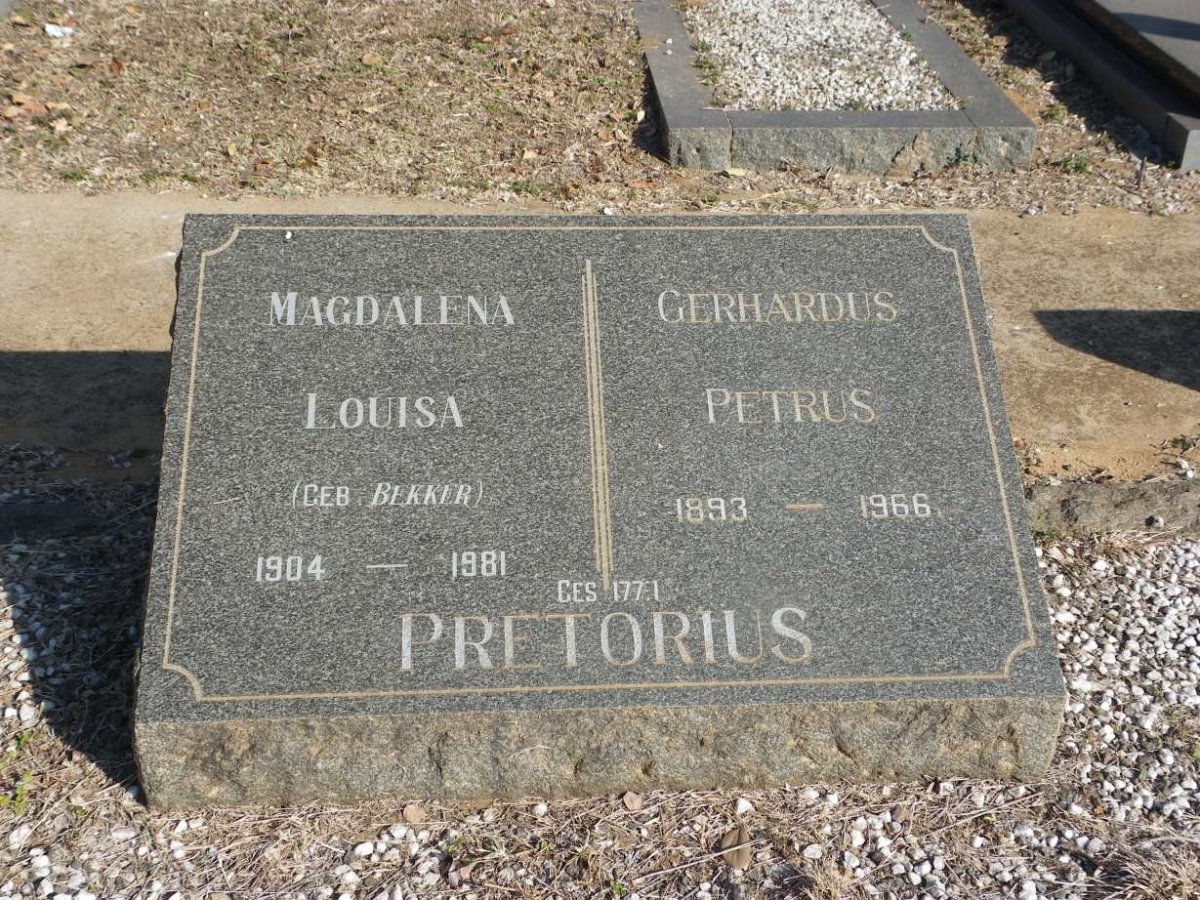 PRETORIUS Gerhardus Petrus 1893-1966 &amp; Louisa BEKKER 1904-1981