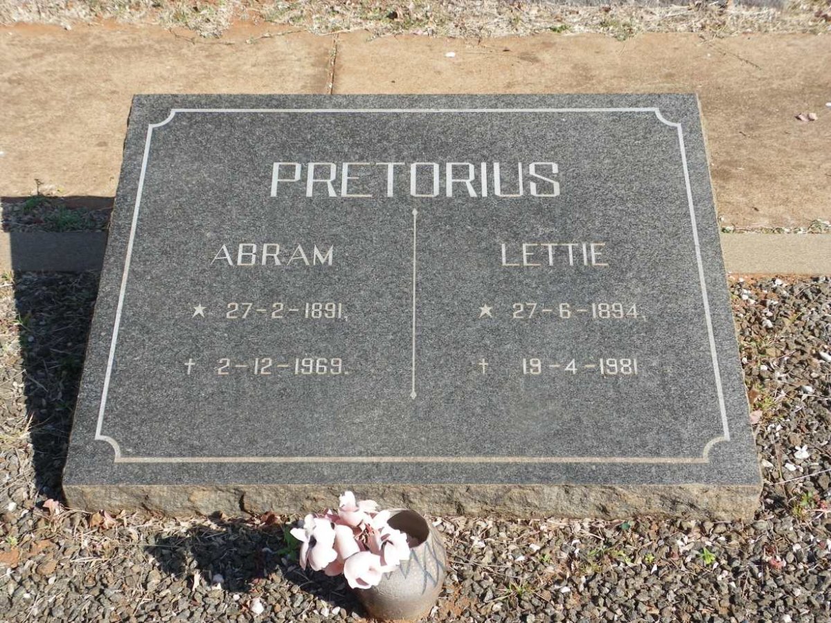 PRETORIUS Abram 1891-1969 &amp; Lettie 1894-1981
