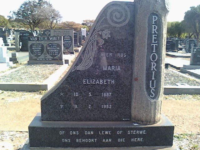 PRETORIUS Maria Elizabeth 1887-1982
