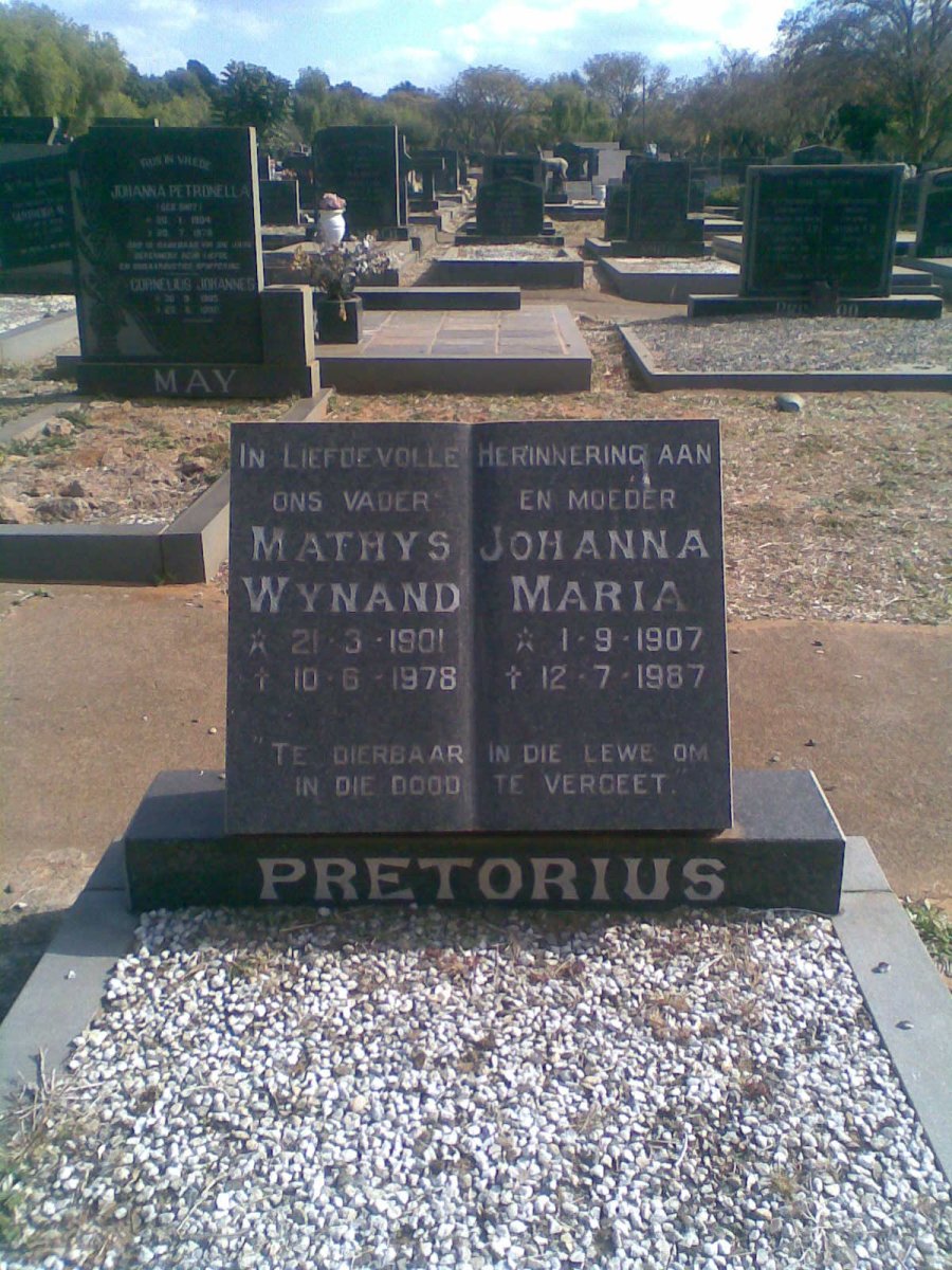 PRETORIUS Mathys Wynand 1901-1978 &amp; Johanna Maria 1907-1987