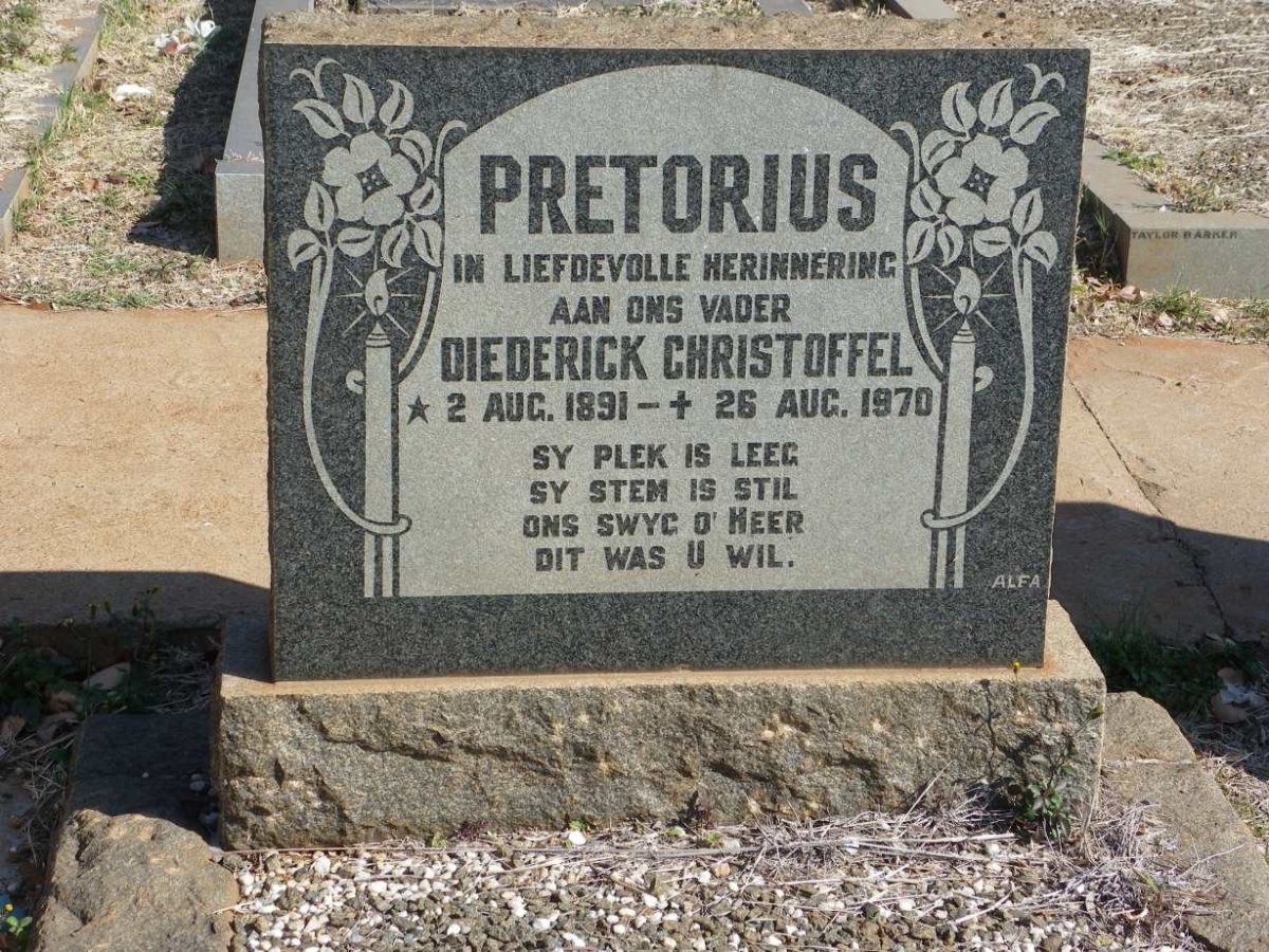 PRETORIUS Diederick Christoffel 1891-1970