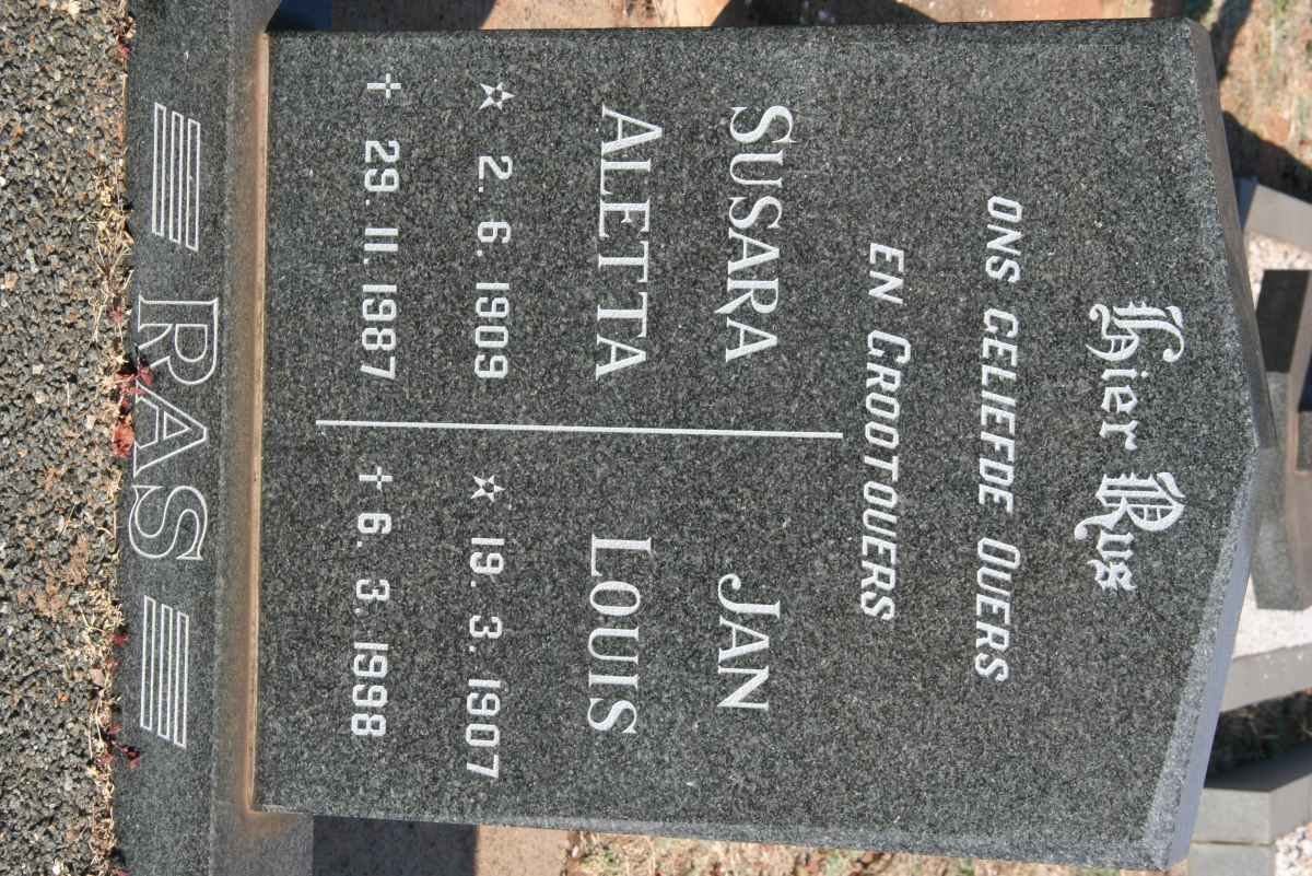 RAS Jan Louis 1907-1998 &amp; Susara Aletta 1909-1987