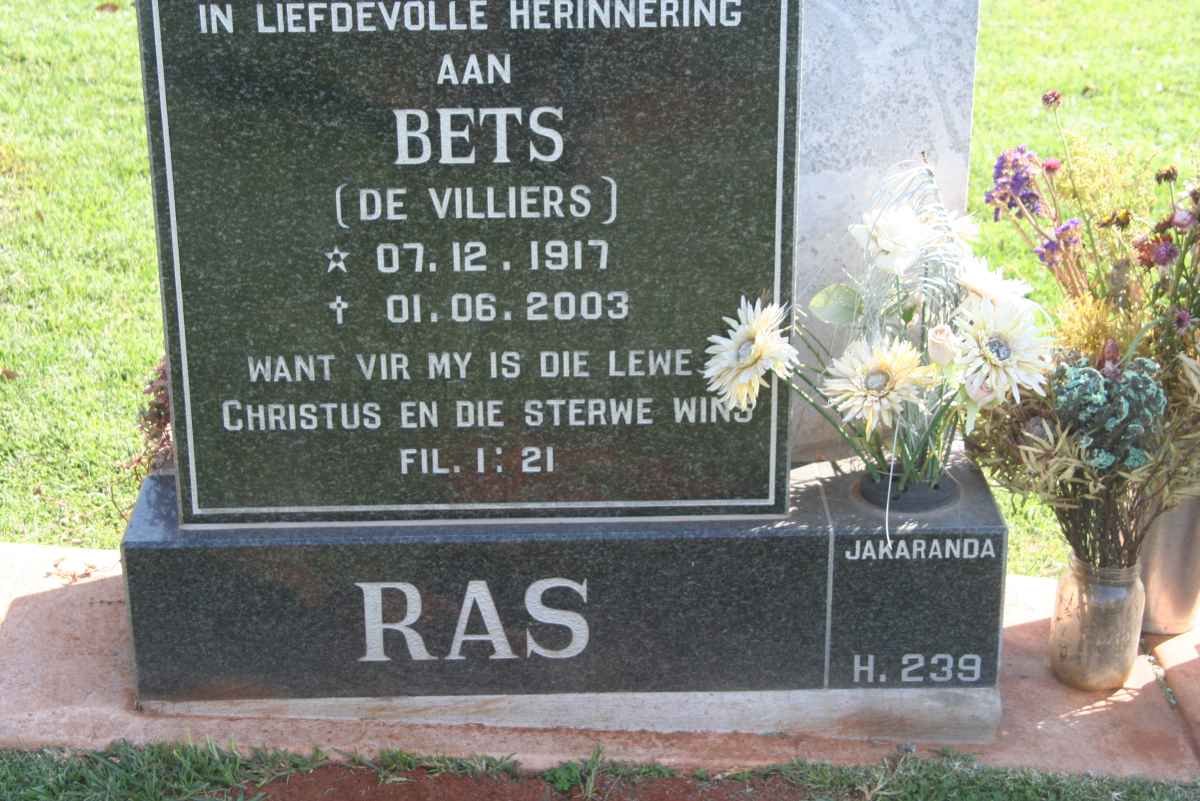 RAS Bets nee DE VILLIERS 1917-2003