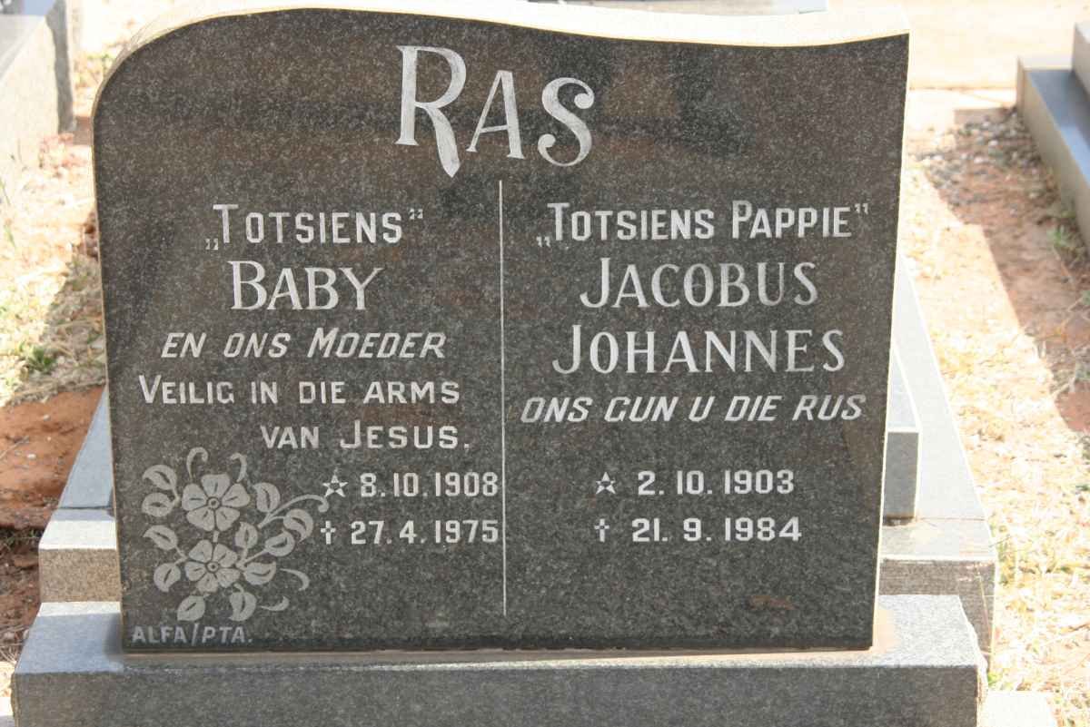RAS Jacobus Johannes 1903-1984 &amp; Baby 1908-1975