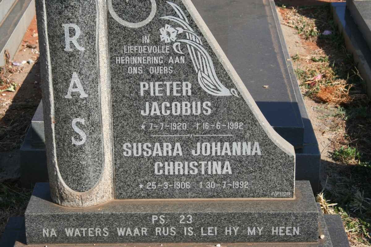 RAS Pieter Jacobus 1920-1992 &amp; Susara Johanna Christina 1906-1992