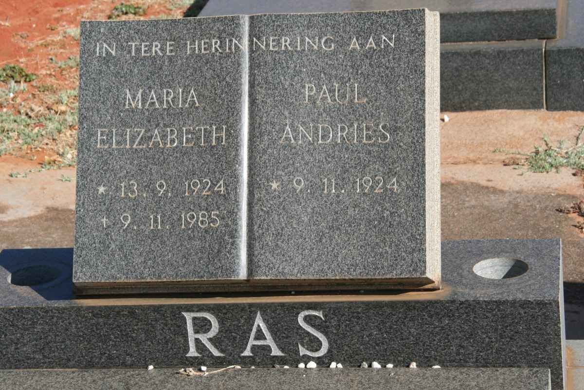 RAS Paul Andries 1924- &amp; Maria Elizabeth 1924-1985