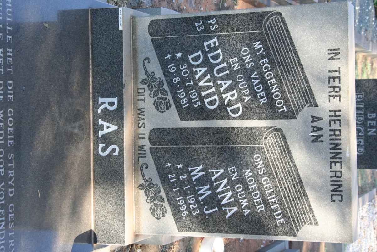 RAS Eduard David 1915-1981 &amp; Anna M.M.J. 1923-1996