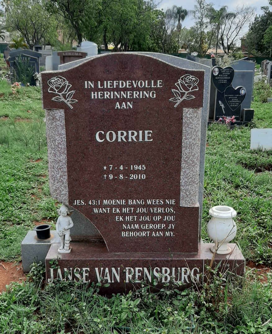 RENSBURG Corrie, Janse van 1945-2010