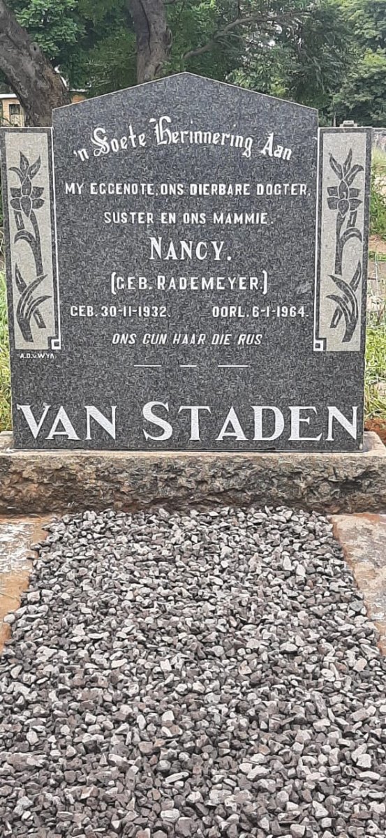 STADEN Nancy, van nee RADEMEYER 1932-1964