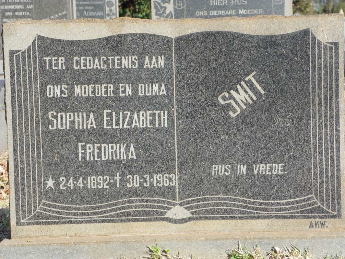 SMIT Sophia Elizabeth Fredrika 1892-1963