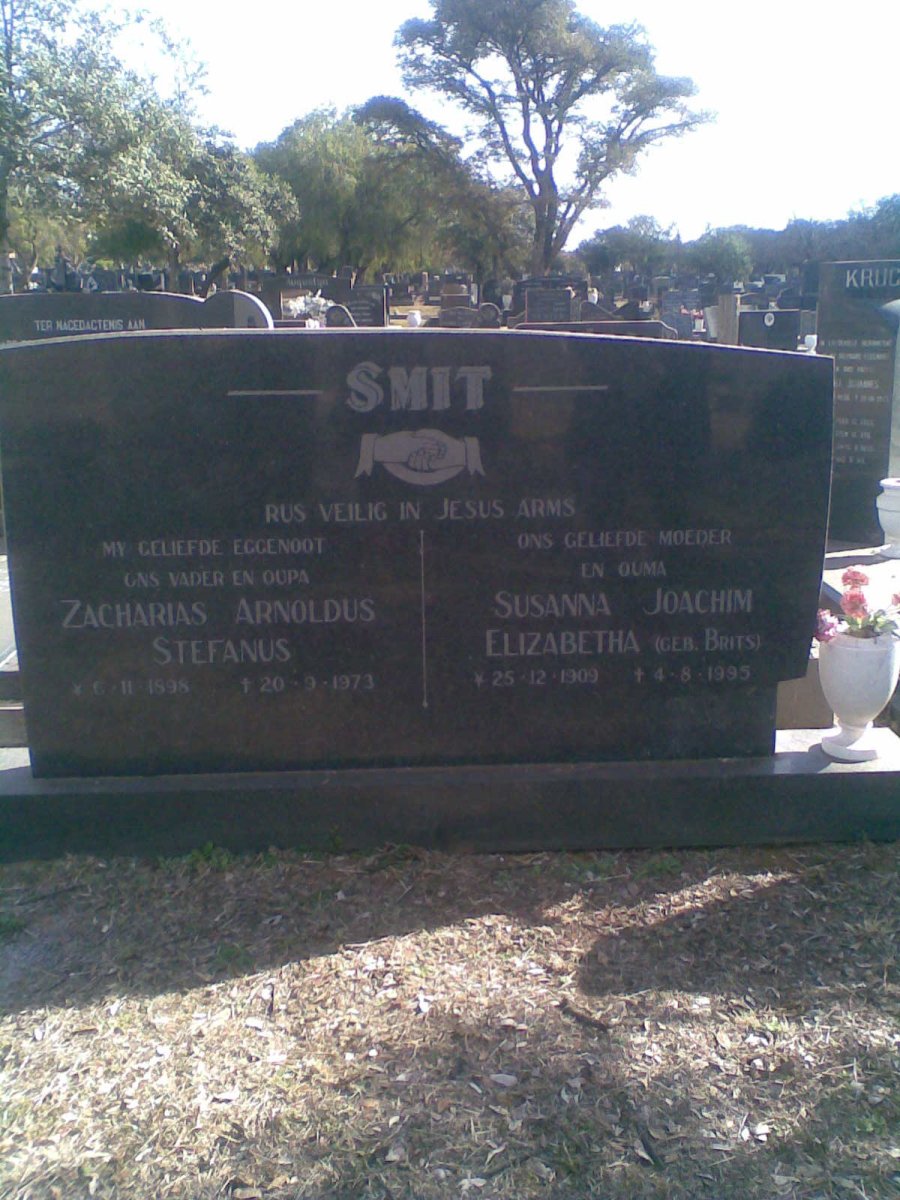 SMIT Zacharias Arnoldus Stefanus 1898-1973 &amp; Susanna Joachim Elizabetha BRITS 1909-1995
