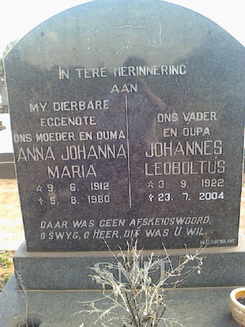 SMIT Johannes Leoboltus 1922-2004 &amp; Anna Johanna Maria 1912-1980