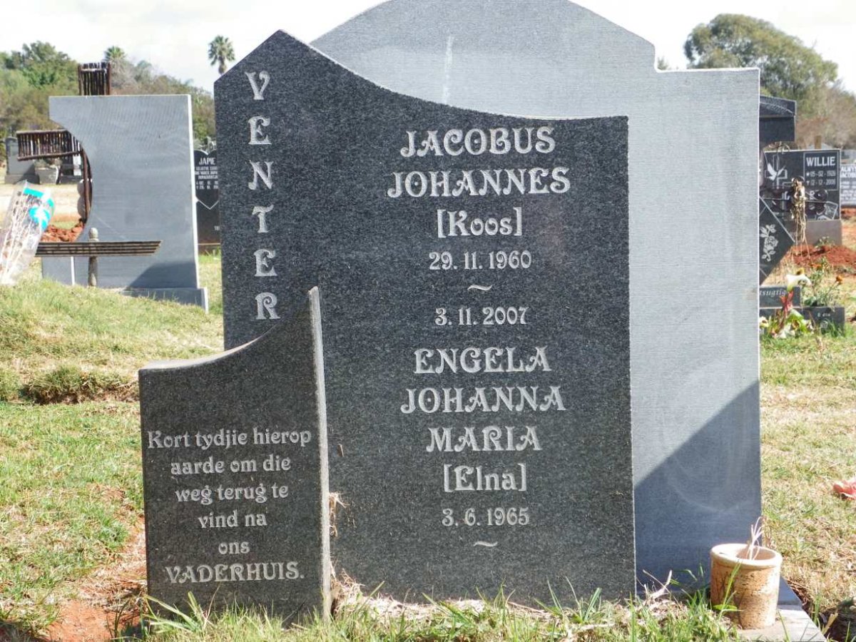 VENTER Jacobus Johannes 1960-2007 &amp; Engela Johanna Maria 1965-