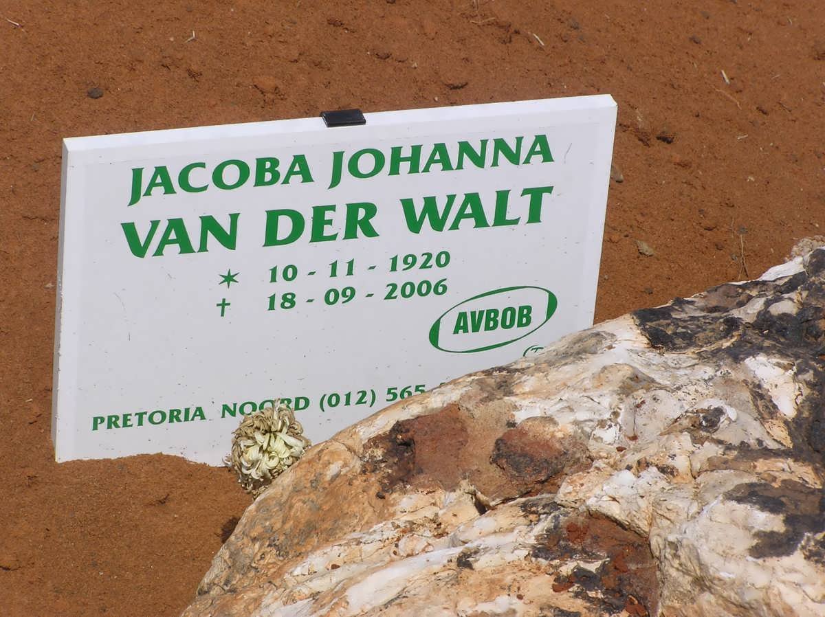 WALT Jacoba Johanna, van der 1920-2006