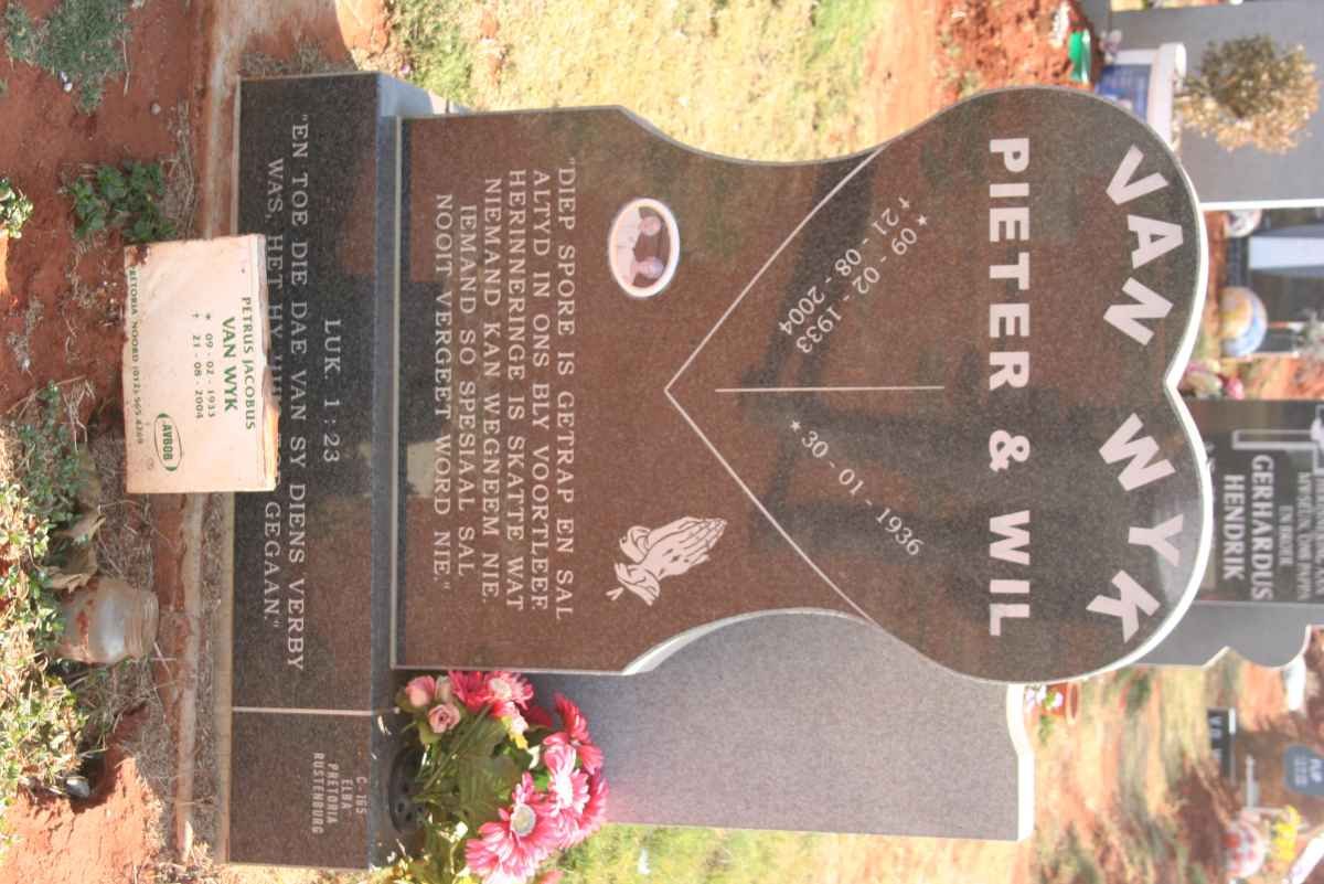 WYK Petrus Jacobus, van 1933-2004 &amp; Wil 1936-