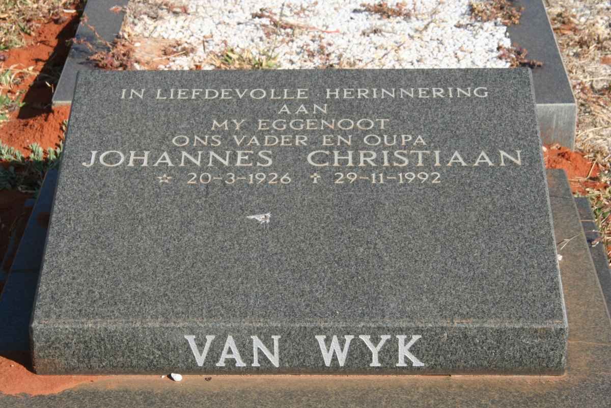 WYK Johannes Christiaan, van 1926-1992
