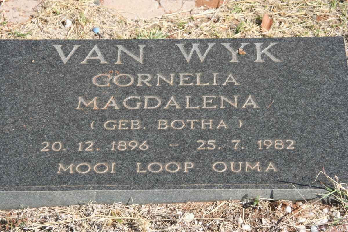 WYK Cornelia Magdalena, van nee BOTHA 1896-1982